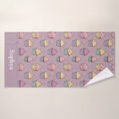 Persoonlijke Paarse Glitter Cupcake Badhanddoek (Badhanddoek)