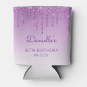 Persoonlijke Paarse Glitter Drip 30e Verjaardag Blikjeskoeler (Voorkant)