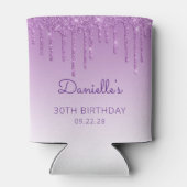 Persoonlijke Paarse Glitter Drip 30e Verjaardag Blikjeskoeler (Achterkant)