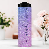 Persoonlijke Paarse Glitter Thermosbeker