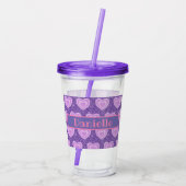 Persoonlijke Paarse hartbeker Acryl Drinkbeker (Achterkant)