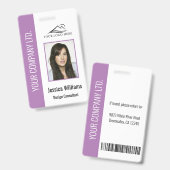 Persoonlijke Paarse ID voor bedrijfsveiligheid Badge (Front & Back)
