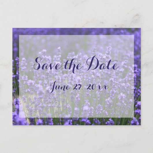 Persoonlijke Paarse Lavendel Save The Dates Aankondigingskaart (Voorkant)