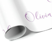 Persoonlijke Paarse meisjeslegante naam Cadeaupapier (Rol Hoek)