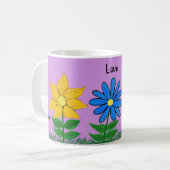 Persoonlijke paarse mokken met bloemenliefde (Voorkant links)