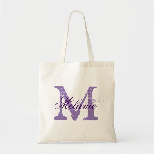 Persoonlijke paarse monogram trouwtas tote bag (Voorkant)