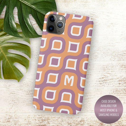 Persoonlijke Paarse Oranje Witte Midcentury Case-Mate iPhone Case