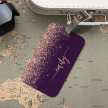Persoonlijke Paarse Roze Gouden Glitter Handtekeni
