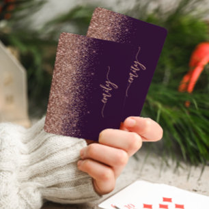 Persoonlijke Paarse Roze Gouden Glitter Handtekeni Pokerkaarten