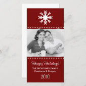 Persoonlijke paarse sneeuwvlok kerst foto kaarten (Voorkant / Achterkant)