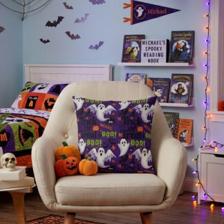 Persoonlijke Paarse Spook Trick or Treat Kinderen Kussen