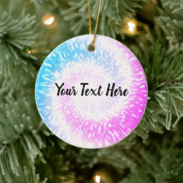 Persoonlijke Paarse Tie Dye Hippy Swirl Kerstmis Keramisch Ornament