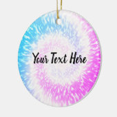 Persoonlijke Paarse Tie Dye Hippy Swirl Kerstmis Keramisch Ornament (Links)