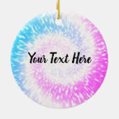 Persoonlijke Paarse Tie Dye Hippy Swirl Kerstmis Keramisch Ornament (Achterkant)