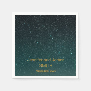 Persoonlijke paarse trouwconfetti met gouden glitt servet