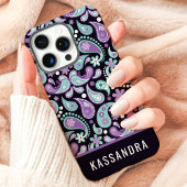 Persoonlijke Paarse Turquoise Paisley Naam Case-Mate iPhone Case
