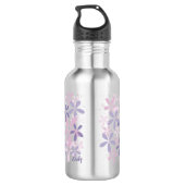 Persoonlijke Paarse Violet Daisy Waterfles (Achterkant)