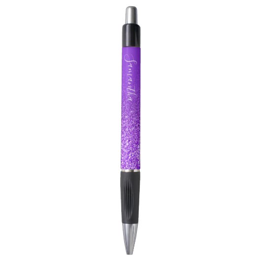 Persoonlijke Paarse Violet Ombre Glitter Pen (Voorkant Verticaal)