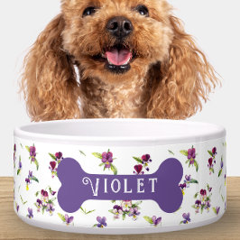 Persoonlijke paarse violette bloemen voerbakje
