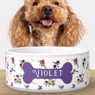 Persoonlijke paarse violette bloemen voerbakje