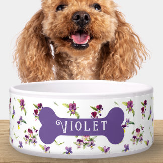 Persoonlijke paarse violette bloemen voerbakje