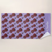 Persoonlijke Paarse Viool Strandlaken (Voorkant)