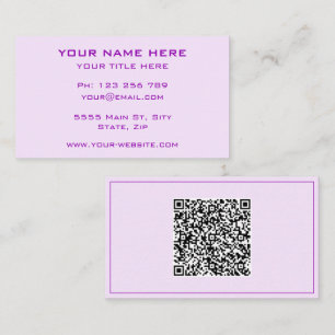 Persoonlijke paarse visitekaartjes met QR-code