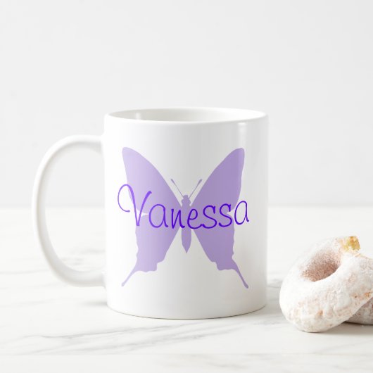Persoonlijke Paarse Vlinder Koffiemok (Met donut)