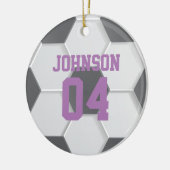 Persoonlijke Paarse Voetbal Kerstbal Keramisch Ornament (Links)