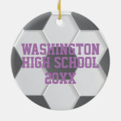 Persoonlijke Paarse Voetbal Kerstbal Keramisch Ornament (Achterkant)