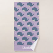 Persoonlijke Paarse Walvis Kids Badhanddoek (Badhanddoek)