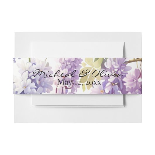 Persoonlijke paarse waterverf wisteria paarse bloe uitnodigingen wikkel (Voorkant Voorbeeld)