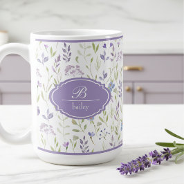Persoonlijke paarse wilde bloemen mok