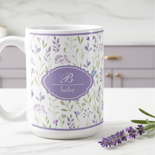 Persoonlijke paarse wilde bloemen mok