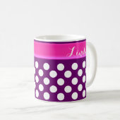Persoonlijke Paarse witte poka Dots Coffee Mok (Voorkant rechts)