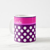 Persoonlijke Paarse witte poka Dots Coffee Mok (Voorkant links)