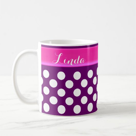 Persoonlijke Paarse witte poka Dots Coffee Mok (Links)