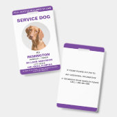 Persoonlijke paarse witte servicehond foto ID Badge (Voor- en achterkant)
