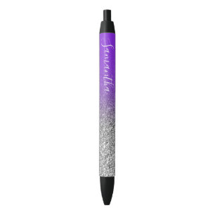 Persoonlijke Paarse Zilveren Ombre Glitters Blauwe Inkt Pen