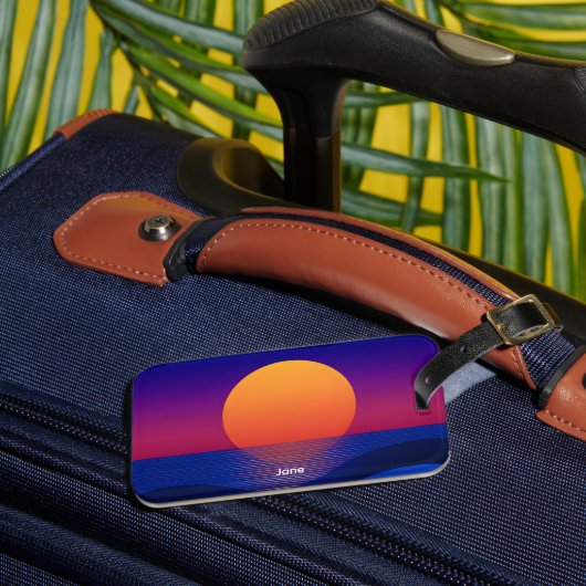 Persoonlijke Paarse Zonsondergang Bagage Label | O (Voorkant Insitu 3)