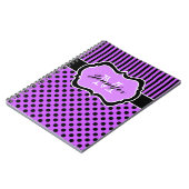 Persoonlijke Paarse zwarte witte strippons pooldot Notitieboek (Linkerzijde)