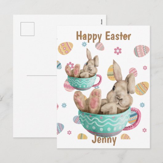 Persoonlijke paasbundel in teams feestdagenkaart (Voorkant / Achterkant)