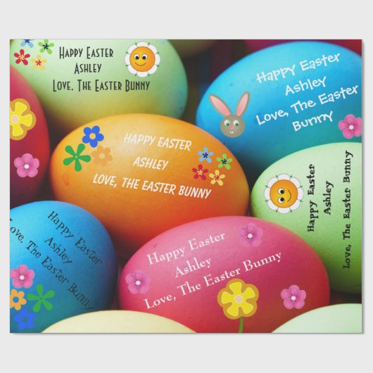 Persoonlijke paasbunny cadeaupapier (Vlak)