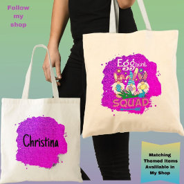 Persoonlijke Paaseierenjachtploeg Paars & Roze Tote Bag