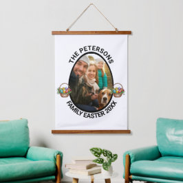 Persoonlijke Paasfoto-eiermand voor het gezin Hangend Wandkleed