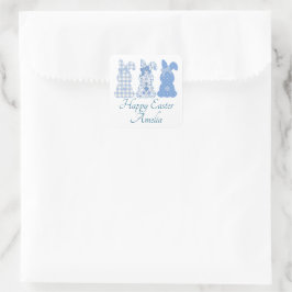Persoonlijke Paashaas Coquette Blauw Wit Vierkante Sticker