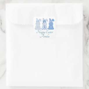 Persoonlijke Paashaas Coquette Blauw Wit Vierkante Sticker