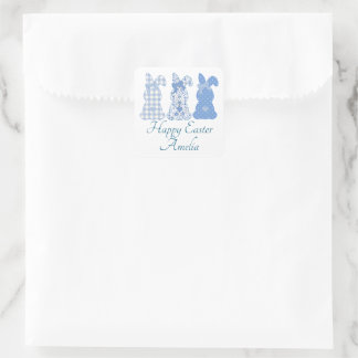 Persoonlijke Paashaas Coquette Blauw Wit Vierkante Sticker