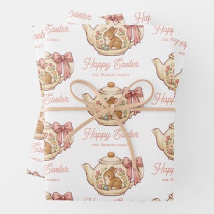 Persoonlijke Paashaas Theekan Bloemen Inpakpapier Vel