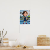 Persoonlijke Paddle/Pickleball Ster Caricatuur Kun Poster (Keuken)